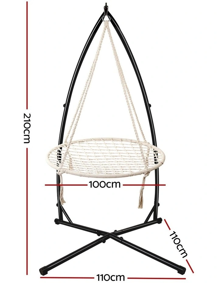 Gardeon Hammock Chair Nest Web Outdoor Swing with Steel Stand 100cm image 4