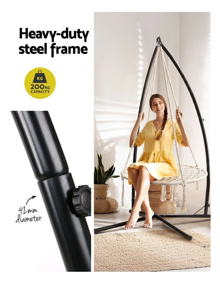 Gardeon Hammock Chair Nest Web Outdoor Swing with Steel Stand 100cm image 5