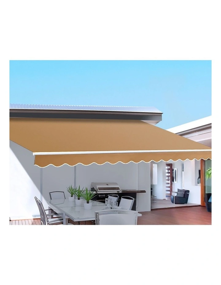 Instahut Retractable Folding Arm Awning Motorised Sunshade 4Mx3M Beige image 3
