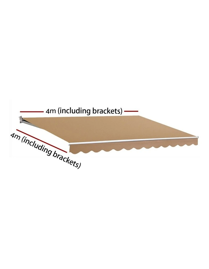 Instahut Retractable Folding Arm Awning Motorised Sunshade 4Mx3M Beige image 4