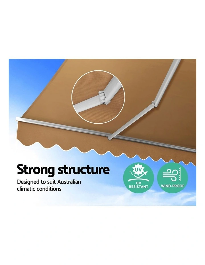 Instahut Retractable Folding Arm Awning Motorised Sunshade 4Mx3M Beige image 5