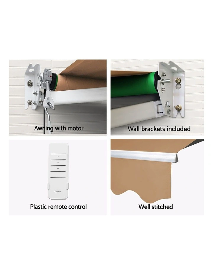 Instahut Retractable Folding Arm Awning Motorised Sunshade 4Mx3M Beige image 7
