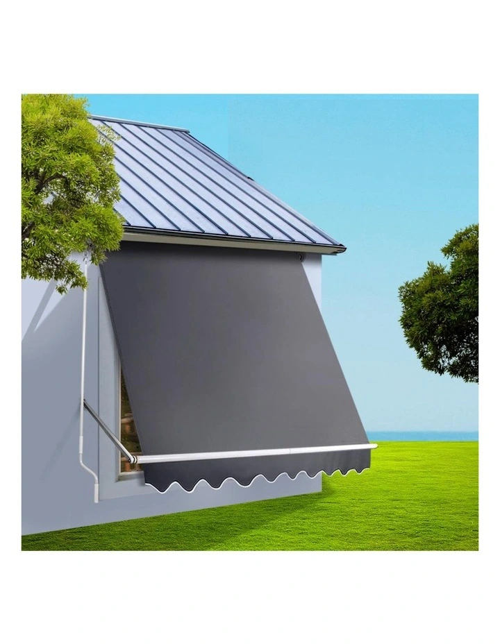 Instahut Window Fixed Pivot Arm Awning Outdoor Blinds Retractable Patio 2.4X2.1M image 3