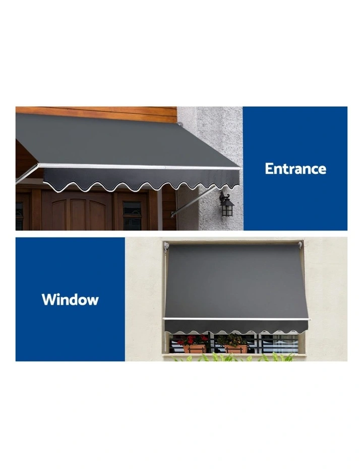 Instahut Window Fixed Pivot Arm Awning Outdoor Blinds Retractable Patio 2.4X2.1M image 6