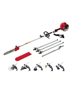 Giantz 62CC Pole Chainsaw Hedge Trimmer Brush Cutter Whipper 7-in-1 5.6m Red