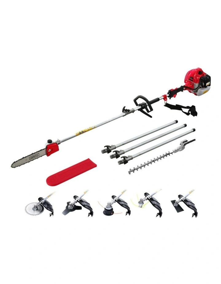 Giantz 62CC Pole Chainsaw Hedge Trimmer Brush Cutter Whipper 7-in-1 5.6m Red image 1