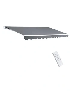 Instahut Retractable Folding Arm Awning Motorised Sunshade 4Mx2.5M Pearl Grey