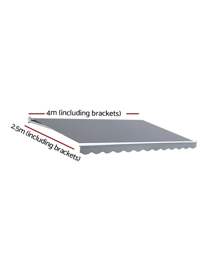 Instahut Retractable Folding Arm Awning Motorised Sunshade 4Mx2.5M Pearl Grey image 2