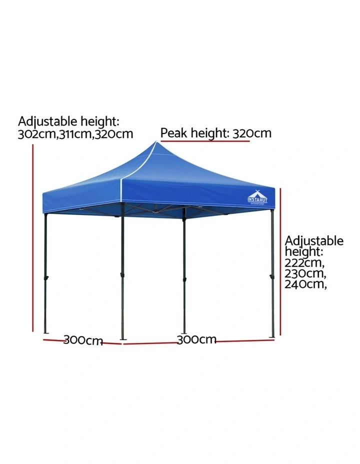 Instahut Gazebo Pop Up Marquee 3x3m Folding Tent Wedding Outdoor Camping Canopy Gazebos Shade Blue image 2