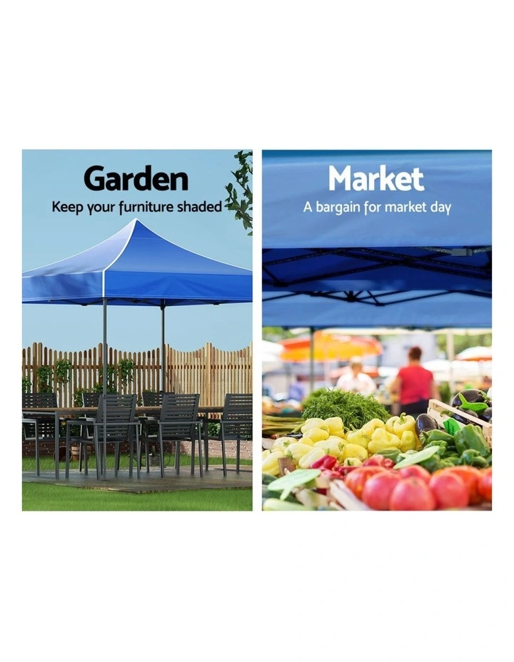 Instahut Gazebo Pop Up Marquee 3x3m Folding Tent Wedding Outdoor Camping Canopy Gazebos Shade Blue image 5