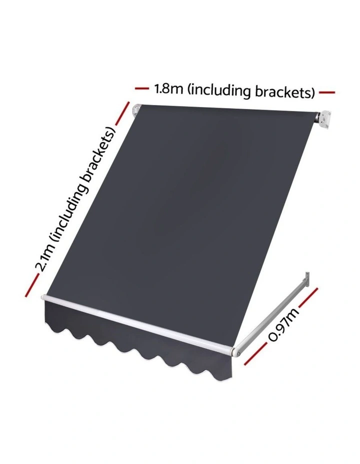 Instahut Window Fixed Pivot Arm Awning Outdoor Blinds Retractable Canopy1.8X2.1M image 2