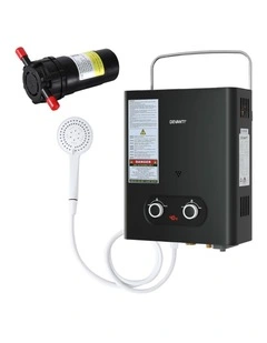Devanti Portable Gas Water Heater LPG-powered System Black With Pump