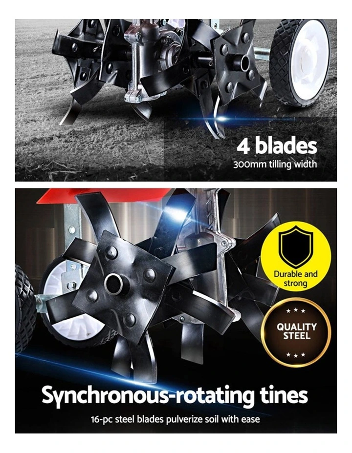 Giantz 65CC Tiller Rototiller Garden Cultivator 4 Blades Soil Power Rotary Hoe image 6
