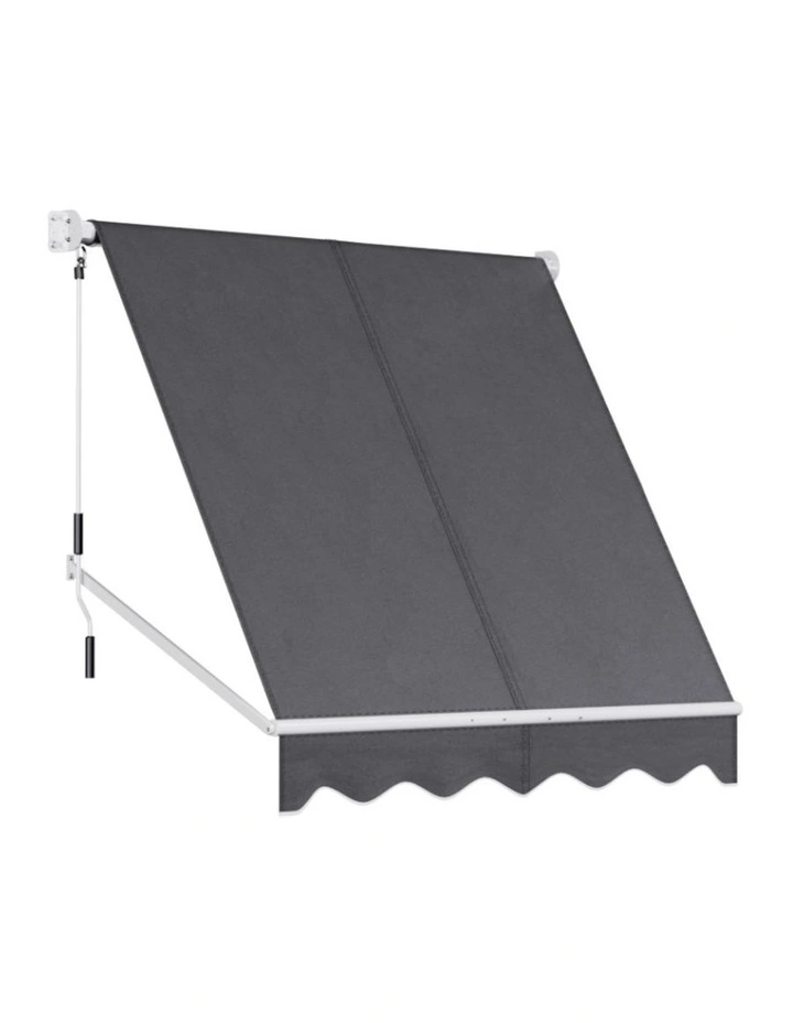 Instahut Window Fixed Pivot Arm Awning Outdoor Retractable Canopy 2.1X2.1M Grey image 1