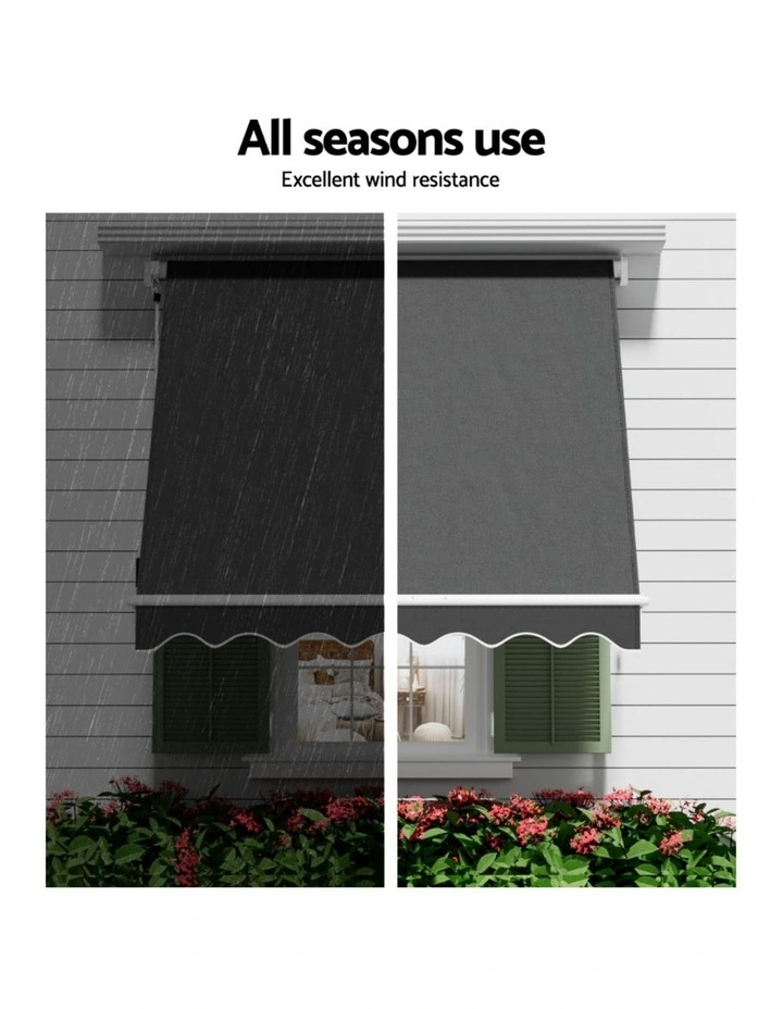 Instahut Window Fixed Pivot Arm Awning Outdoor Retractable Canopy 2.1X2.1M Grey image 5