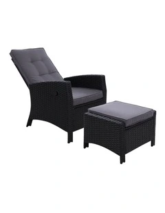Gardeon Recliner Chair Sun lounge Wicker Lounger Outdoor Patio Furniture Adjustable Black
