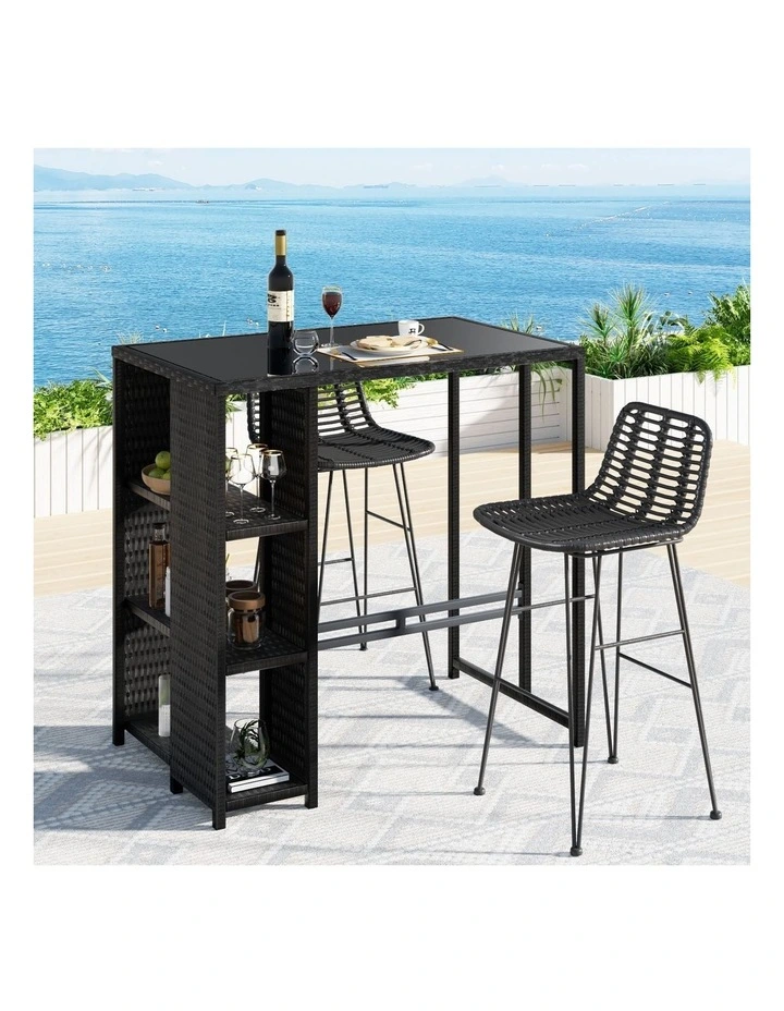 Gardeon Outdoor Bar Set Patio Furniture Dining Chairs Table and Chairs Wicker image 3