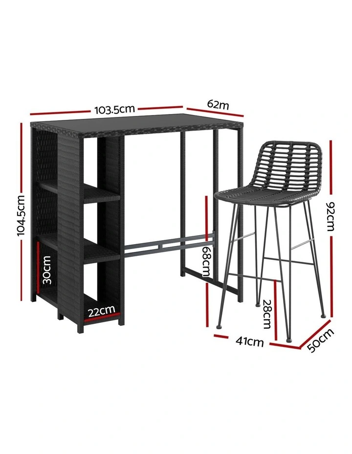 Gardeon Outdoor Bar Set Patio Furniture Dining Chairs Table and Chairs Wicker image 4