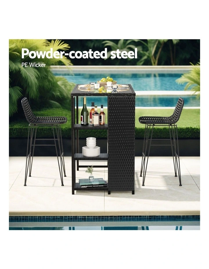 Gardeon Outdoor Bar Set Patio Furniture Dining Chairs Table and Chairs Wicker image 5