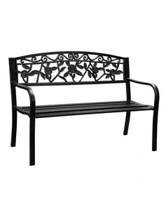 Livsip 3 Seater Steel Garden Bench Outdoor Chair Bird Rose Bronze