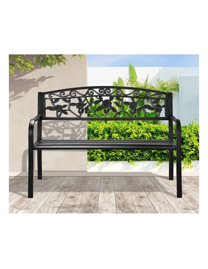 Livsip 3 Seater Steel Garden Bench Outdoor Chair Bird Rose Bronze image 6