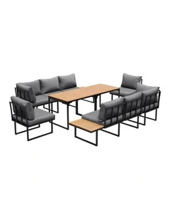Livsip 8 Seater Outdoor Dining Set Sofa Lounge Setting Side Table Furniture Grey