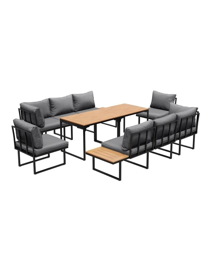 Livsip 8 Seater Outdoor Dining Set Sofa Lounge Setting Side Table Furniture Grey image 1