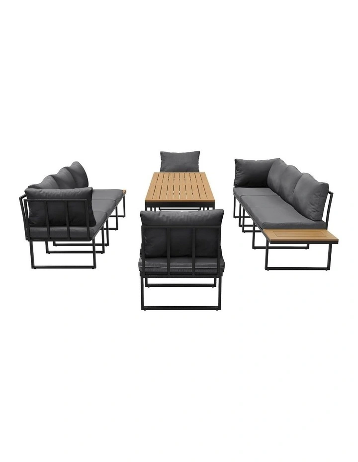 Livsip 8 Seater Outdoor Dining Set Sofa Lounge Setting Side Table Furniture Grey image 2
