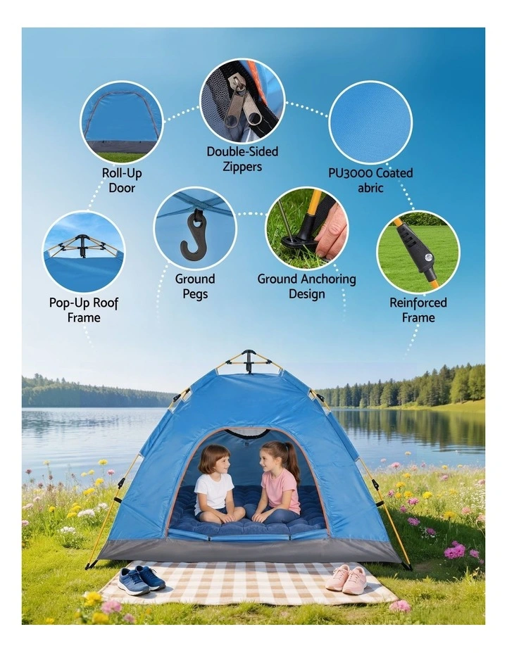 Weisshorn Camping Tent Instant Tent Pop up 2 Person Outdoor Hiking Tents Hiking Blue image 5