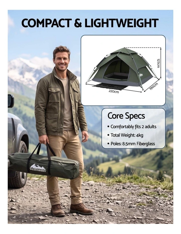 Weisshorn 2 Person Camping Tent Automatic Pop Up Water Repellent Shade Outdoor image 2