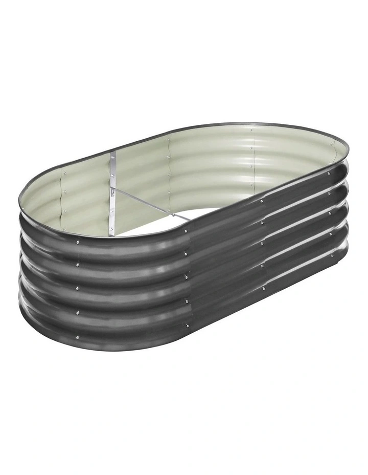 Livsip Garden Bed 160X80X42CM Oval Galvanised Raised Steel Vegetable Planter image 1