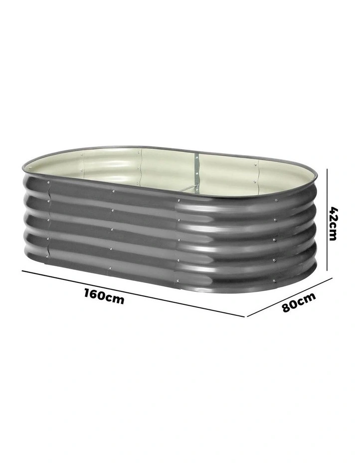 Livsip Garden Bed 160X80X42CM Oval Galvanised Raised Steel Vegetable Planter image 3