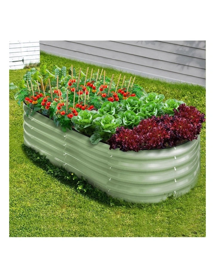 Livsip Garden Bed 160x80x42cm Planter Box Raised Container Galvanised Green image 4