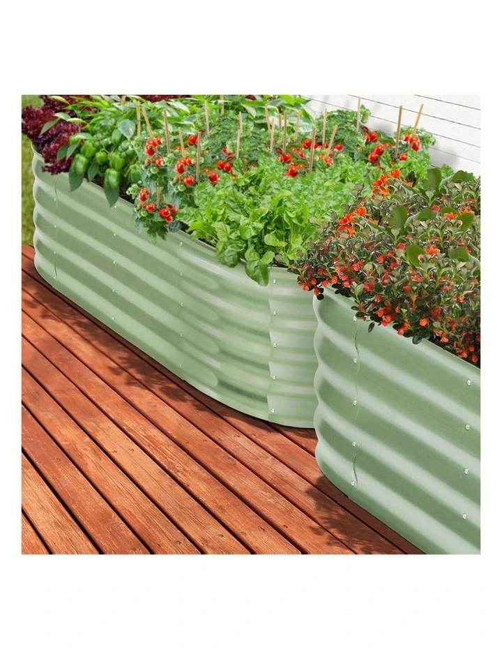 Livsip Garden Bed 160x80x42cm Planter Box Raised Container Galvanised Green image 5