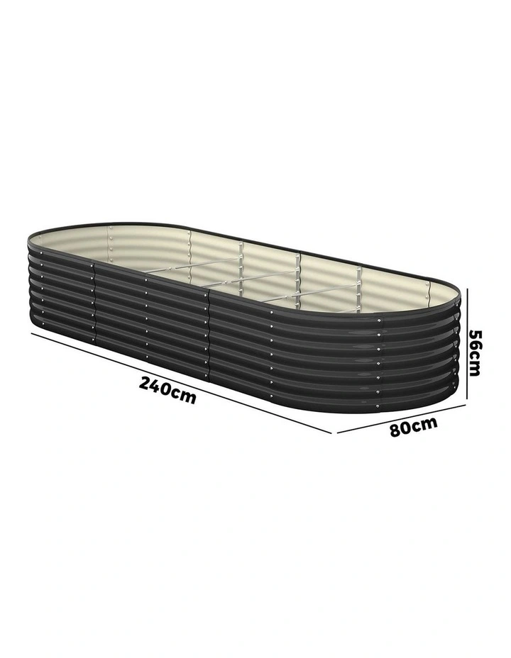 Livsip Raised Garden Bed 240cmX80cmX56cm Kit Planter Oval Galvanised Steel image 3