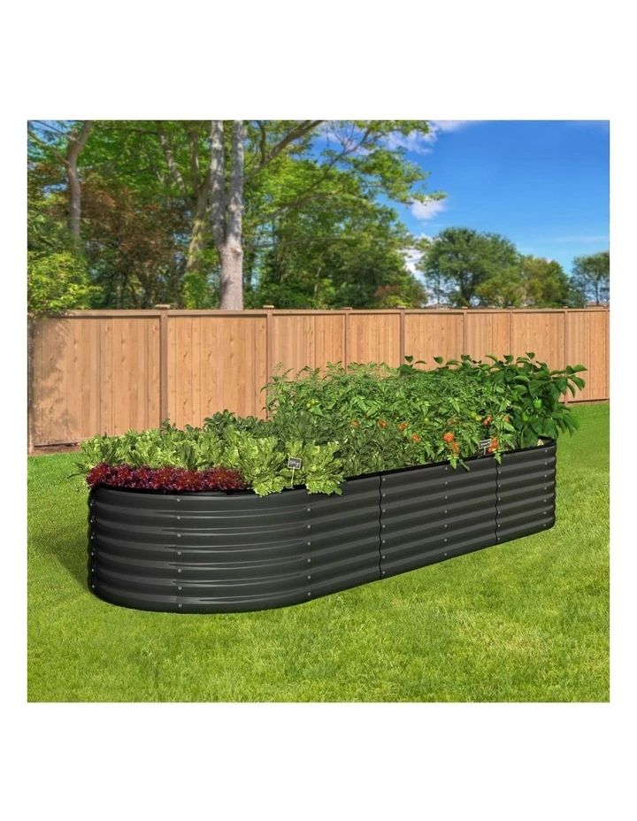 Livsip Raised Garden Bed 240cmX80cmX56cm Kit Planter Oval Galvanised Steel image 4