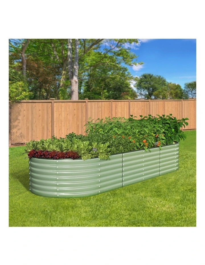 Livsip Garden Bed 240x80x56cm Planter Box Raised Container Galvanised Green image 4