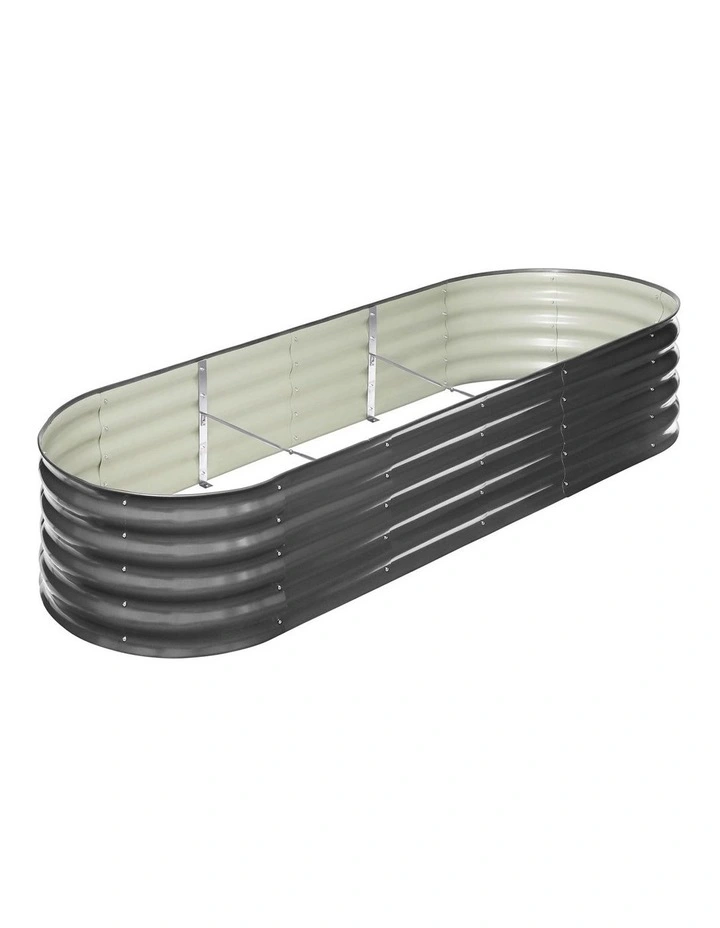 Livsip Galvanised Raised Garden Bed 240X80X42CM Steel Instant Planter Oval image 1