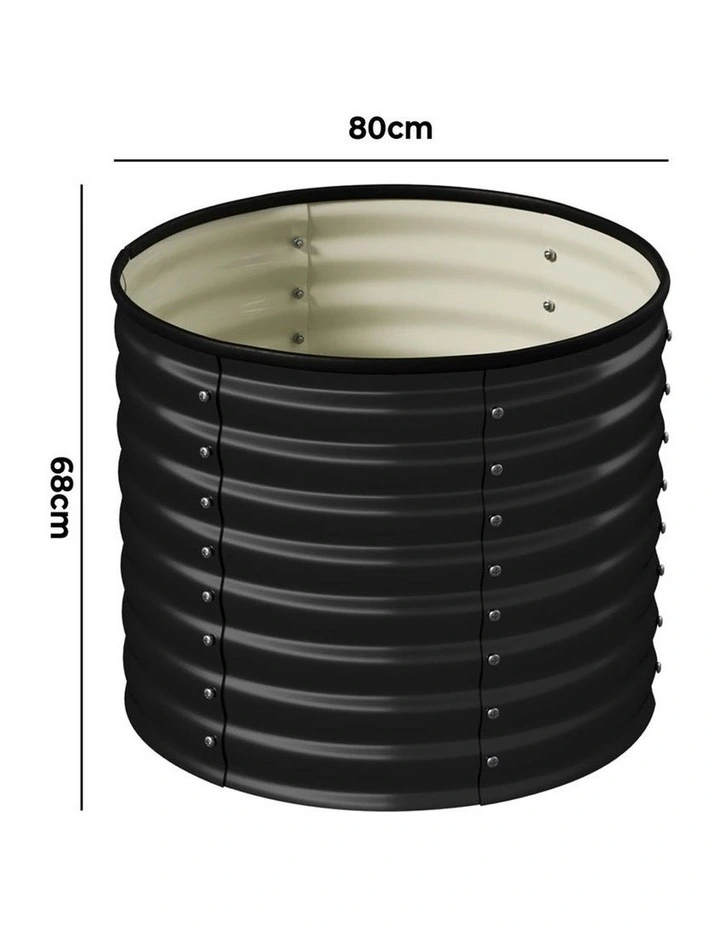 Livsip Garden Bed 80x68cm Galvanised Steel Raised Container Planter Box Round image 3