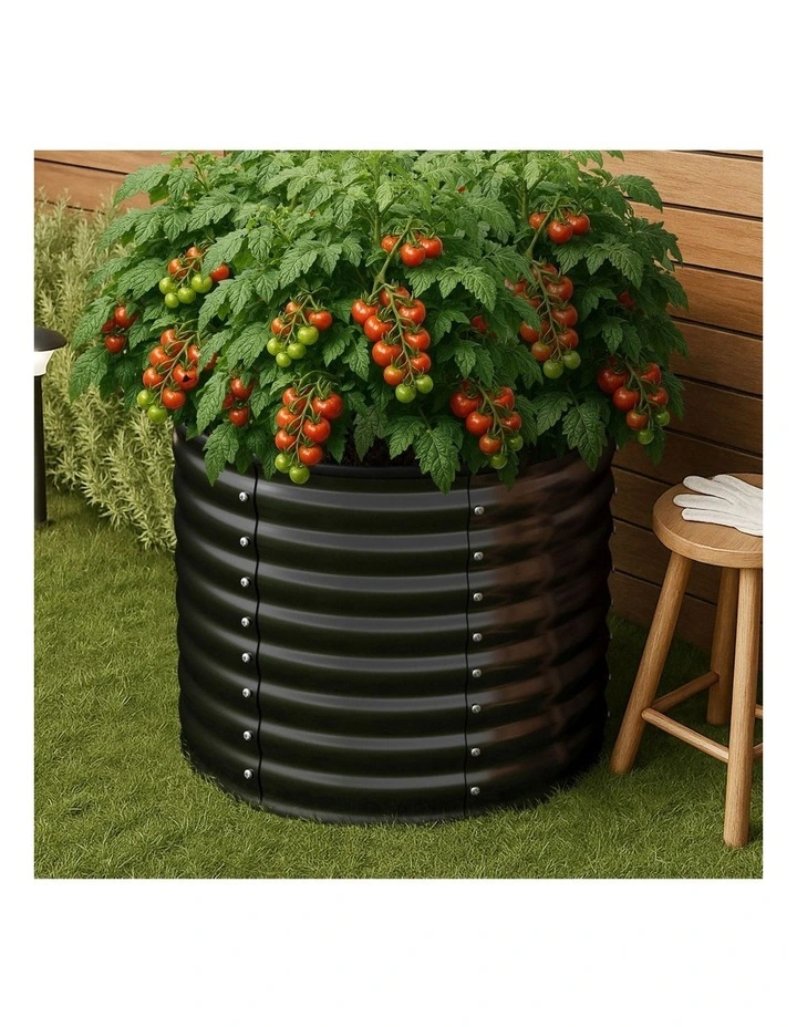 Livsip Garden Bed 80x68cm Galvanised Steel Raised Container Planter Box Round image 4