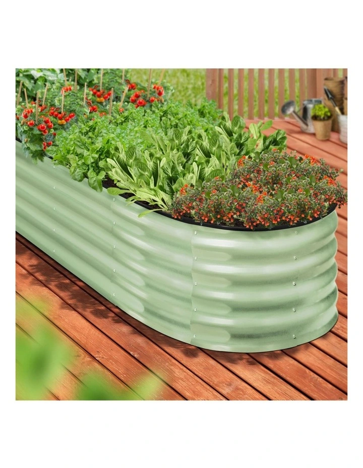 Livsip Garden Bed 240x80x42cm Planter Box Raised Container Galvanised Green image 5