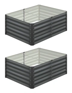 Livsip 2pc Garden Bed 120x80x45CM Raised Vegetable Planter Kit Galvanised Steel