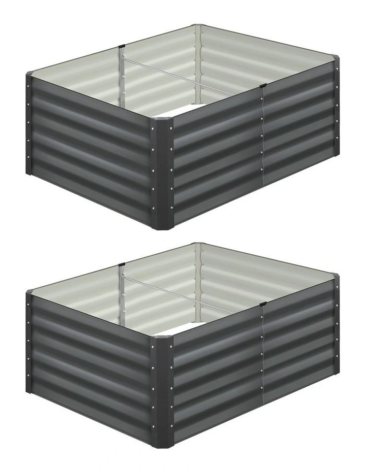Livsip 2pc Garden Bed 120x80x45CM Raised Vegetable Planter Kit Galvanised Steel image 1