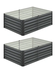 Livsip 2pc Garden Bed 160x80x45CM Kits Raised Instant Planter Galvanised Steel