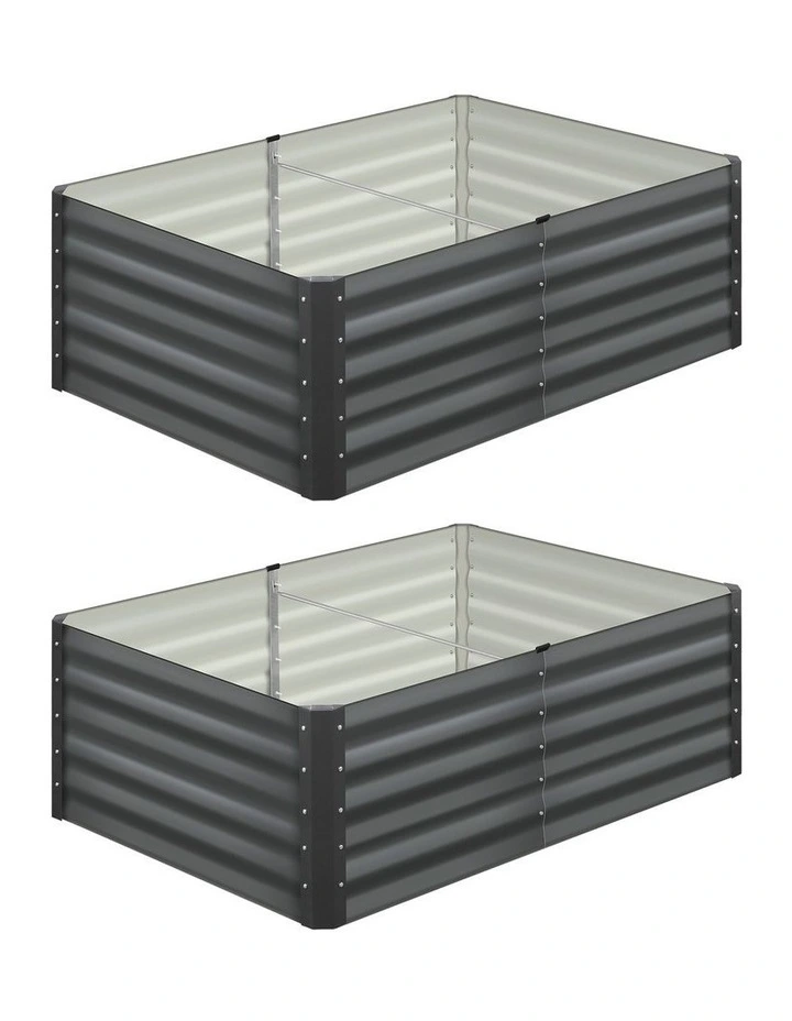 Livsip 2pc Garden Bed 160x80x45CM Kits Raised Instant Planter Galvanised Steel image 1