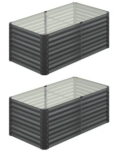 Livsip 2pc Raised Garden Bed 160x80x73CM Kit Instant Planter Galvanised Steel