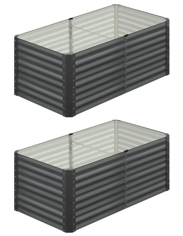 Livsip 2pc Raised Garden Bed 160x80x73CM Kit Instant Planter Galvanised Steel image 1