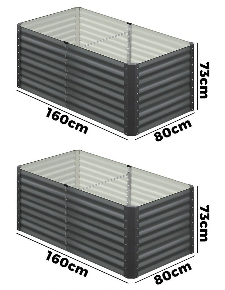 Livsip 2pc Raised Garden Bed 160x80x73CM Kit Instant Planter Galvanised Steel image 3