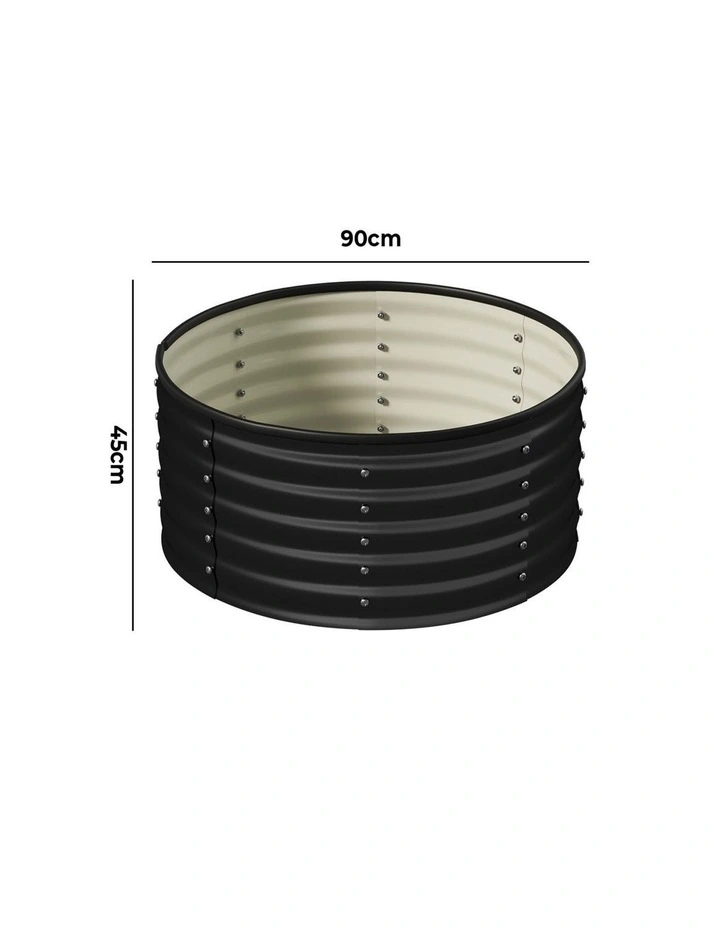 Livsip Garden Bed 90x45cm Galvanised Steel Raised Container Planter Box Round image 3