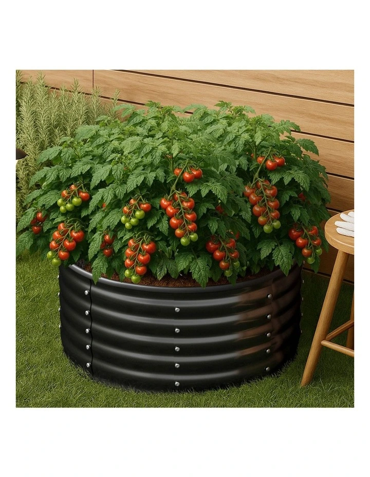 Livsip Garden Bed 90x45cm Galvanised Steel Raised Container Planter Box Round image 4